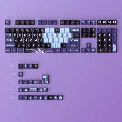Silver-haired Battle Maiden 104+21 PBT Dye-subbed Keycaps Set Cherry Profile for MX Switches Mechanical Gaming Keyboard